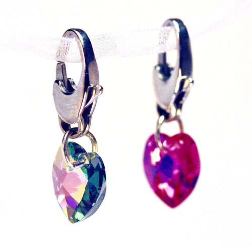 Swarovski crystal heart charm for bridle, collar, or purse